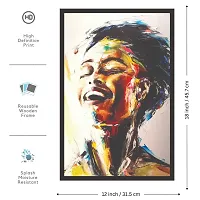 Mad Masters Laughing Beauty Framed Painting (Wood, 18 inch x 12 inch, Textured UV Reprint)-thumb1