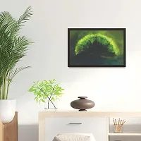 Mad Masters Abstract Art of Green Peacock Decorative Wall Painting with 1 Piece Wooden Frame-thumb2