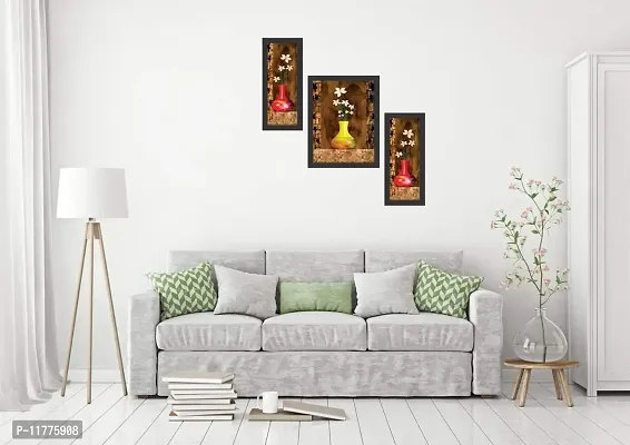 Mad Masters Set of 3 Flowers Digital Reprint Painting for Living Room-thumb2