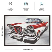 Mad Masters Retro car.Vintage Background Framed Painting (Wood, 18 inch x 12 inch, Textured UV Reprint)-thumb1