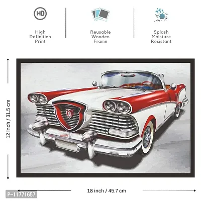 Mad Masters Retro car.Vintage Background Framed Painting (Wood, 18 inch x 12 inch, Textured UV Reprint)-thumb2