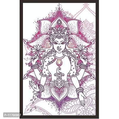 Mad Masters Indian Goddess Lakshmi and Royal Ornament Framed Painting (Wood, 18 inch x 12 inch, Textured UV Reprint)