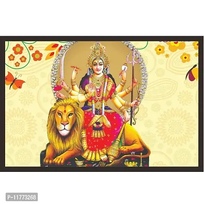 Mad Masters Maa Durga 1 Piece Wooden Framed Wall Art Painting for Home Decor