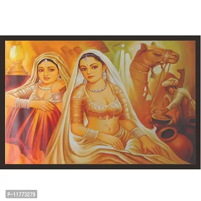 Mad Masters Beautiful Rajasthani Ladies 1 Piece Wooden Framed Painting |Wall Art | Home D?cor | Painting Art | Unique Design | Attractive Frames