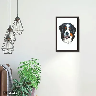 mad masters Bernese Mountain Portrait Dog Gouache Hand Drawn Wooden Framed Painting (Multicolour, 12 x 18)-thumb4