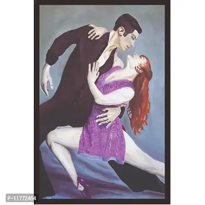 Mad Masters # Couple Dancing Art Framed Painting (Wood, 19 x 13 inch, Textured UV Reprint)