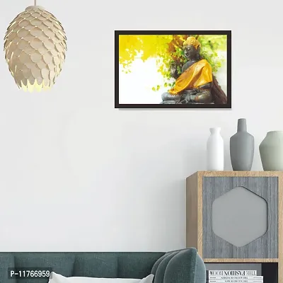 mad masters Sitting Buddha in Blurred Natural Background 1 Piece Wooden Framed Wall Art Painting-thumb5