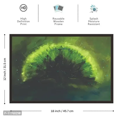 Mad Masters Abstract Art of Green Peacock Decorative Wall Painting with 1 Piece Wooden Frame-thumb2