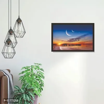 Mad Masters Sunset with 3 Moon Abstract Painting 1 Piece Wooden Framed Painting |Wall Art | Home D?cor | Painting Art | Unique Design | Attractive Frames-thumb4