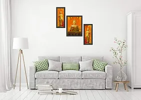 Mad Masters Wall Decorative Buddha Digital Reprint Painting with Frame for Living Room (Glossy Sheet Paper, Multicolour) -Set of 3-thumb1