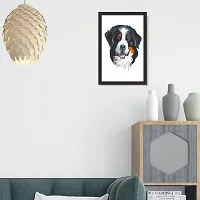 mad masters Bernese Mountain Portrait Dog Gouache Hand Drawn Wooden Framed Painting (Multicolour, 12 x 18)-thumb4