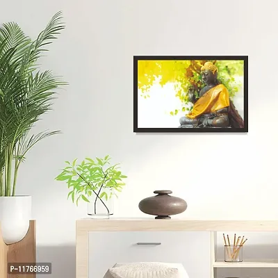 mad masters Sitting Buddha in Blurred Natural Background 1 Piece Wooden Framed Wall Art Painting-thumb3
