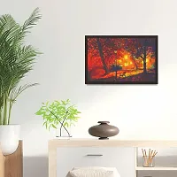 Mad Masters Yellow red Night Painting 1 Piece Wooden Framed Painting |Wall Art | Home D?cor | Painting Art | Unique Design | Attractive Frames-thumb2