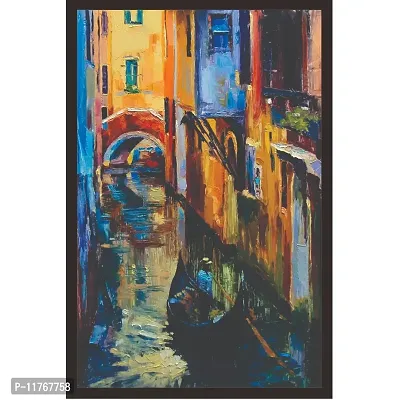 Mad Masters Houston Contemporary Italian Landscape Painting with 1 Piece Wooden Frame-thumb0