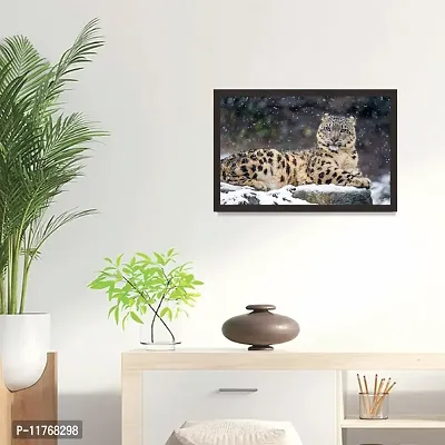 Mad Masters Snow Leopard. 1 Piece Wooden Framed Painting |Wall Art | Home D?cor | Painting Art | Unique Design | Attractive Frames-thumb3