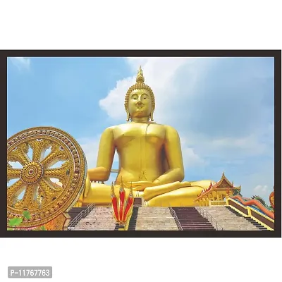 Mad Masters Buddha Religious Wall Art PaintingWall decorative items for living room Bedroom Home And OFFICE | Wall hangings with frame for home decorations and Home decor | Special Occasion gifts | Best match with Home furniture