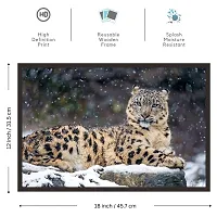 Mad Masters Snow Leopard. 1 Piece Wooden Framed Painting |Wall Art | Home D?cor | Painting Art | Unique Design | Attractive Frames-thumb1