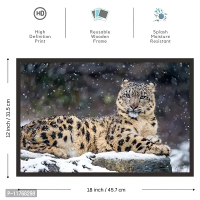 Mad Masters Snow Leopard. 1 Piece Wooden Framed Painting |Wall Art | Home D?cor | Painting Art | Unique Design | Attractive Frames-thumb2