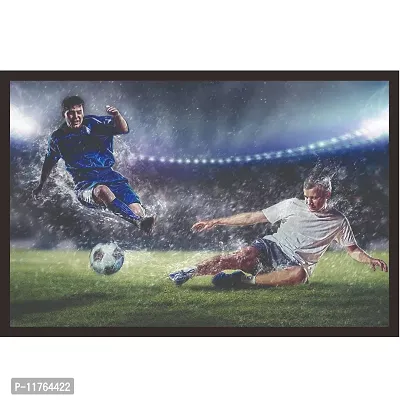 mad masters Soccer Players in Action 1 Piece Wooden Framed Painting |Wall Art | Home D?cor | Painting Art | Unique Design | Attractive Frames-thumb0