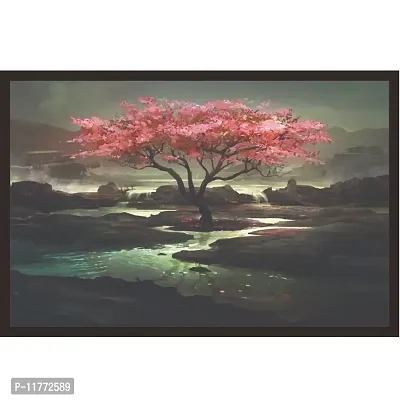 Mad Masters Red Leafs Tree 1 Piece Wooden Framed Painting |Wall Art | Home D?cor | Painting Art | Unique Design | Attractive Frames