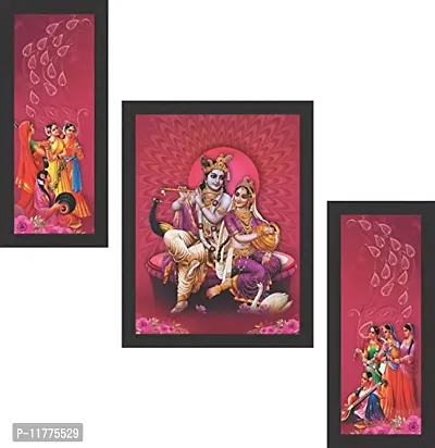 Mad Masters Radha Krishna Wall Art Painting Set of 3 for Living Room