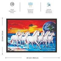 Mad Masters # Canvas Seven Running Horses vastu Painting (UV Textured Print 19x13)-thumb1