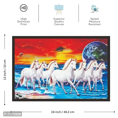 Mad Masters # Canvas Seven Running Horses vastu Painting (UV Textured Print 19x13)-thumb2