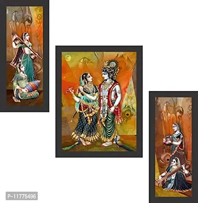 Mad Masters Radha Krishna Wall Art Painting Set of 3 for Living Room