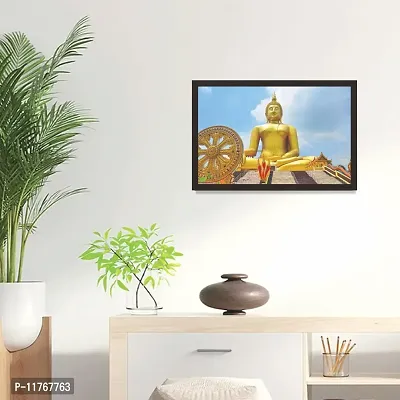 Mad Masters Buddha Religious Wall Art PaintingWall decorative items for living room Bedroom Home And OFFICE | Wall hangings with frame for home decorations and Home decor | Special Occasion gifts | Best match with Home furniture-thumb3