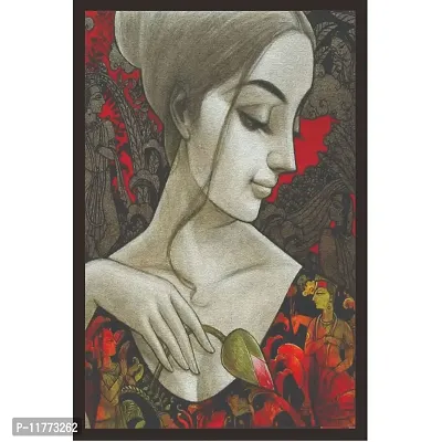 Mad Masters Beautiful Portrait of a Lady 1 Piece Wooden Framed Painting |Wall Art | Home D?cor | Painting Art | Unique Design | Attractive Frames