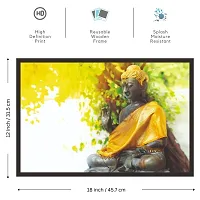 mad masters Sitting Buddha in Blurred Natural Background 1 Piece Wooden Framed Wall Art Painting-thumb1