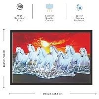 Mad Masters Canvas 7 Running Horses UV Textured Print Vastu Painting with Frame (19x13 inch, Multicolour)-thumb1