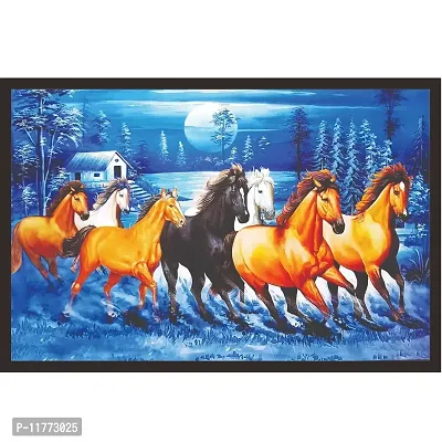 Mad Masters # Canvas Seven Running Horses vastu Painting (UV Textured Print 19x13)