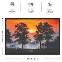Mad Masters Landscape Sunset in The Forest Framed Wall Painting (18 x 12 inch, Textured UV Reprint)-thumb1