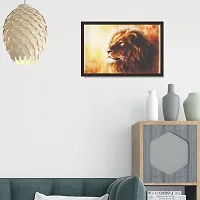 mad masters Beautiful Airbrush Painting of Lion Head with Majesticaly Peaceful Expression Wall Painting with Frame (18 inch x 12 inch, Textured UV Reprint)-thumb4