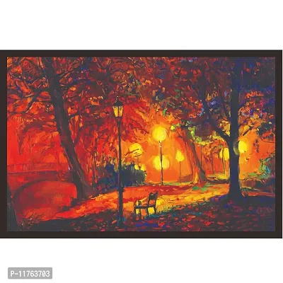 Mad Masters Yellow red Night Painting 1 Piece Wooden Framed Painting |Wall Art | Home D?cor | Painting Art | Unique Design | Attractive Frames