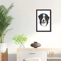mad masters Bernese Mountain Portrait Dog Gouache Hand Drawn Wooden Framed Painting (Multicolour, 12 x 18)-thumb2