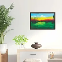 Mad Masters Beautiful Sunset with Boats 1 Piece Wooden Framed Wall Art Painting for Home D?cor-thumb2