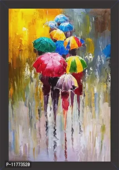 Mad Masters # Canvas Rainy Day. 1 Piece Wooden Framed Painting Wall Art Home D?cor Painting Art Unique Design Attractive Frames.(UV Textured Print 19x13).-thumb0