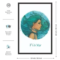 Mad Masters Pisces Zodiac Sign as a Beautiful Girl Framed Painting (18 inch x 12 inch, Textured UV Reprint)-thumb1