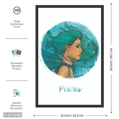 Mad Masters Pisces Zodiac Sign as a Beautiful Girl Framed Painting (18 inch x 12 inch, Textured UV Reprint)-thumb2