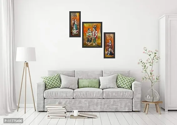 Mad Masters Radha Krishna Wall Art Painting Set of 3 for Living Room-thumb2