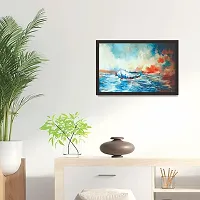 Mad Masters Boat Oil Painting with 1 Piece Wooden Frame for Home D?cor-thumb2