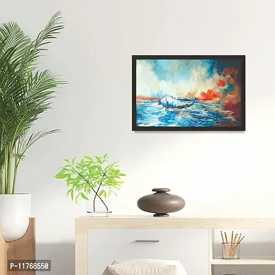 Mad Masters Boat Oil Painting with 1 Piece Wooden Frame for Home D?cor-thumb3