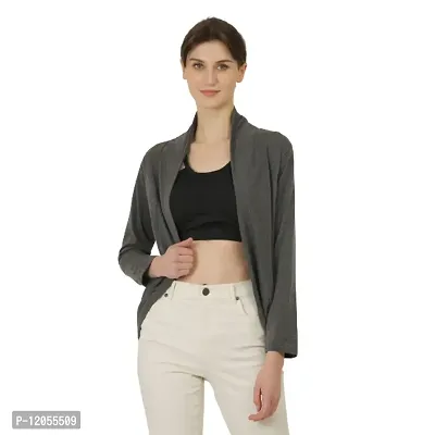 Women Jacket Style Open Front Casual, Solid, Full Sleeve Shrug-thumb0