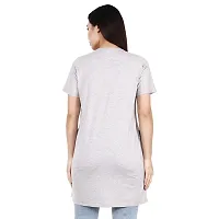 illustrious Printed Women Cotton Round Neck Half Sleeve Long t-Shirt | Regular Fit | Nightwear, Sleep, Yoga, Daily Use Gym and Lounge Wear Long Top n Tees for Women-thumb3