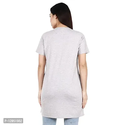 illustrious Printed Women Cotton Round Neck Half Sleeve Long t-Shirt | Regular Fit | Nightwear, Sleep, Yoga, Daily Use Gym and Lounge Wear Long Top n Tees for Women-thumb4