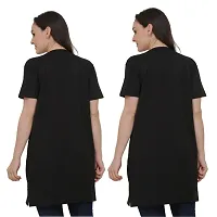 illustrious Printed Women Round Neck Half Sleeve Pocket Polo t-Shir-Combo (X-Large, Black)-thumb1