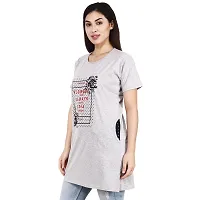 illustrious Printed Women Cotton Round Neck Half Sleeve Long t-Shirt | Regular Fit | Nightwear, Sleep, Yoga, Daily Use Gym and Lounge Wear Long Top n Tees for Women-thumb1