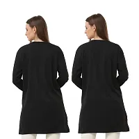 ILLUSTRIOUS Round Neck Full Sleeve Long Combo T-Shirt, Pack of 2, Regular Fit, Daily Use Long Top n Tees for Women  Girls (Large, Black)-thumb3